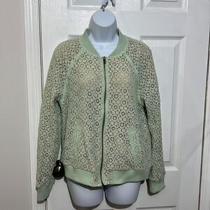 Victoria‎ Beckham Mint Green Lace zip up bomb jacket size L